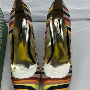 J.Renee Vibrant Striped Heels - Red, Yellow, Black